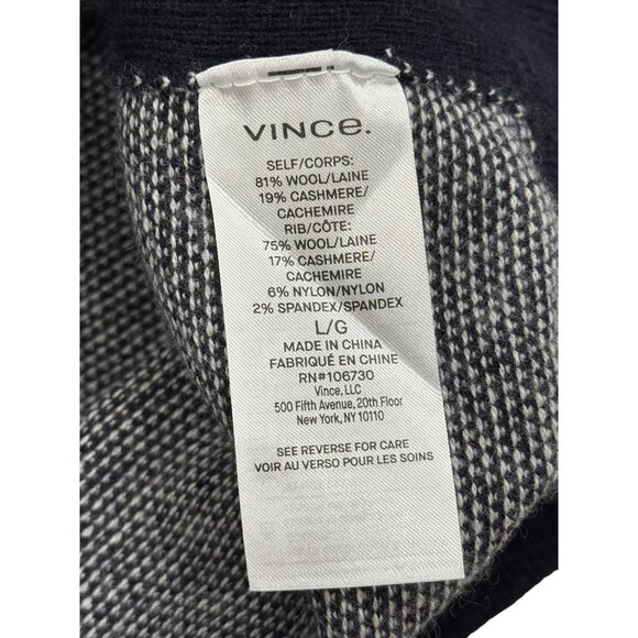 Vince Wool Cashmere Sweater Gray Navy Birdseye Crewneck Pullover Mens Size L - Picture 4 of 7